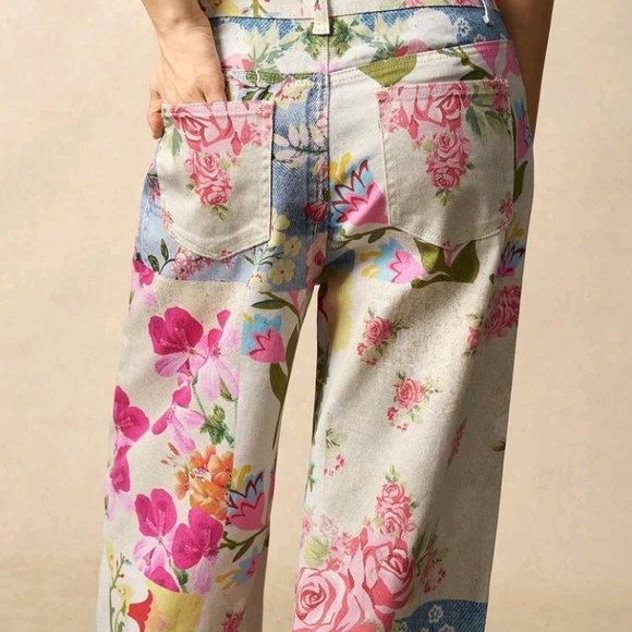 Floral Bohemian Denim Patchwork Jeans Hippie Boho New 2026 Design - Picture 3 of 4
